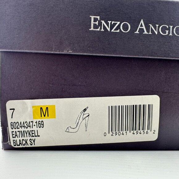 ENZO ANGIOLINI Black Patent Peep-Toe Slingback Heels Size 7 M - Picture 2 of 8